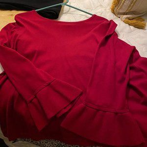 Red Sweater with leopard print inset